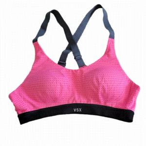 Victorias Secret Sport VSX 32A hot pink crisscross back padded sports bra